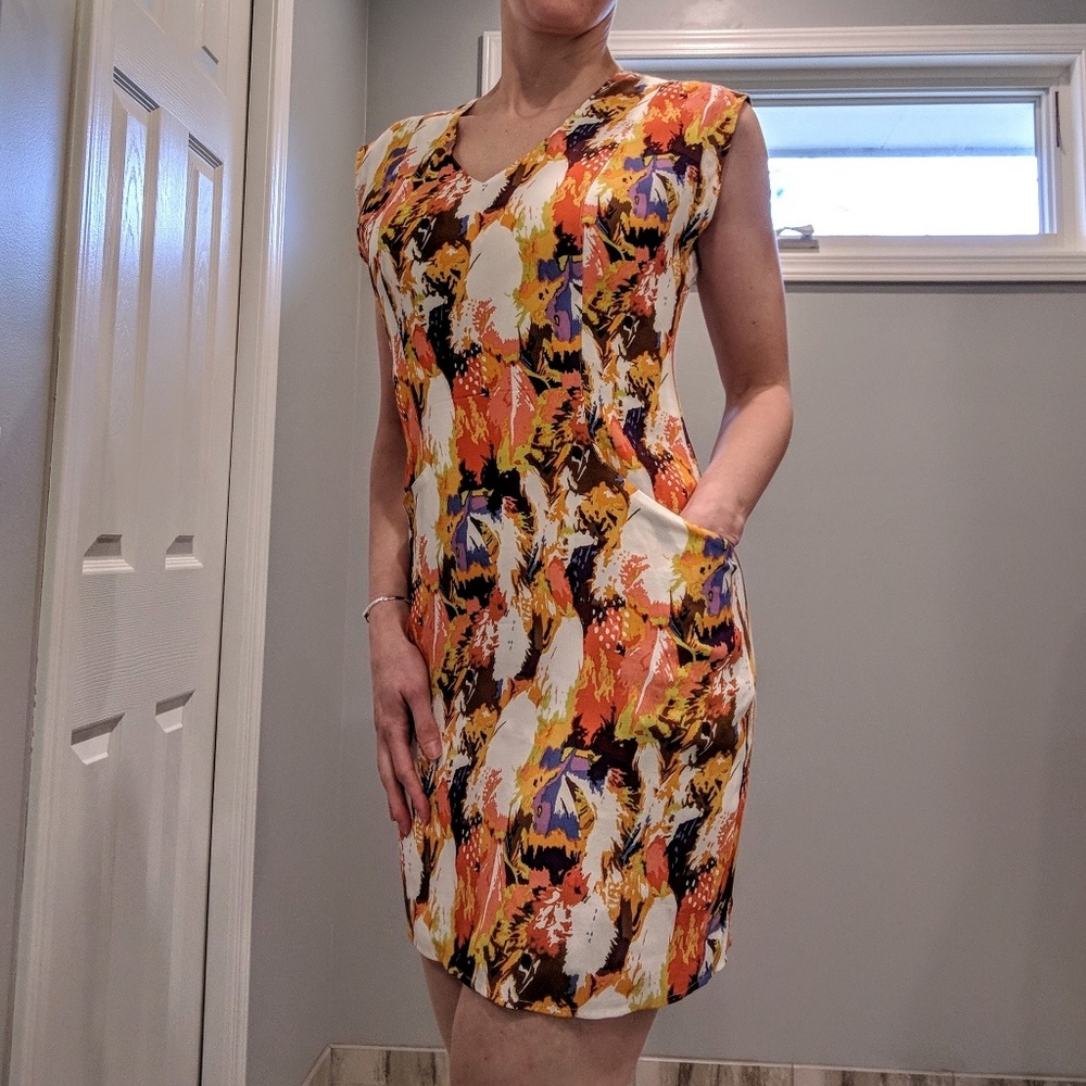 Bright Anthro dress w/keyhole back